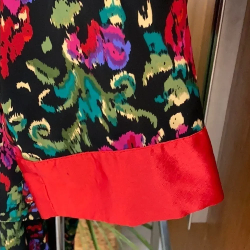Victoria’s Secret Vintage Gold Label Satin Flora Pajamas Red M Holiday‎